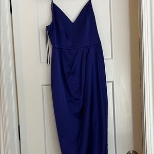EXPRESS- Elegant V-Neck Royal Blue Women's MIDI Dress